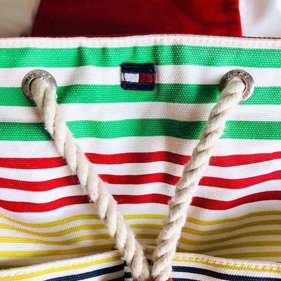 Vintage 90's Tommy Hilfiger Striped Bag - Picture 7 of 12